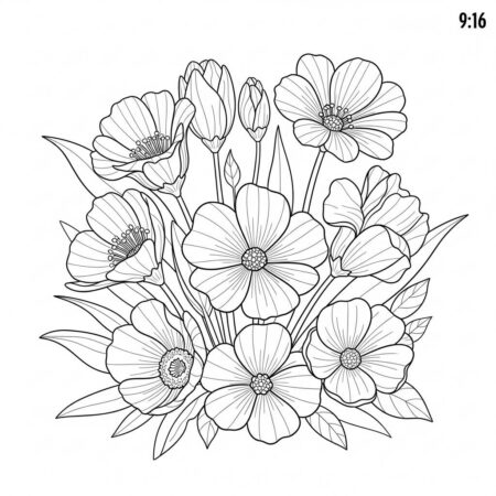 Primavera Detalhes Florais (Desenho para Colorir)