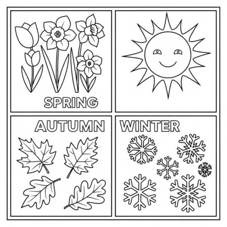 Primavera Estacoes do Ano (Desenho para Colorir)