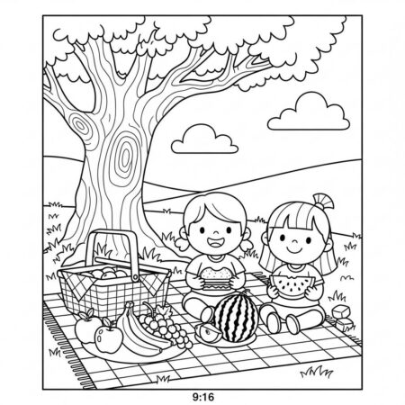 Primavera Festa do Piquenique (Desenho para Colorir)