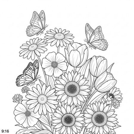 Primavera Flores Coloridas (Desenho para Colorir)