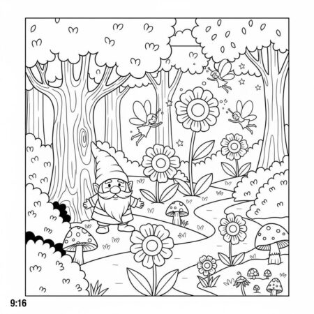 Primavera Floresta Encantada (Desenho para Colorir)