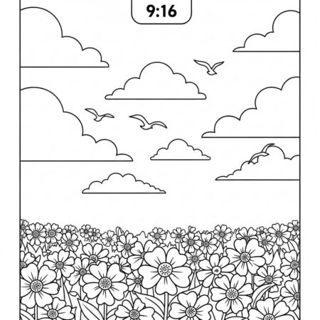 Primavera Nuvens Fluffy (Desenho para Colorir)