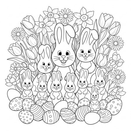 Primavera Pascoa e Chocolate (Desenho para Colorir)