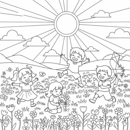 Primavera Sorrisos da Crianca (Desenho para Colorir)