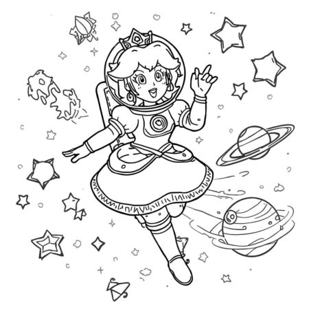 Princesa Peach Aventura Espacial (Desenho para Colorir)