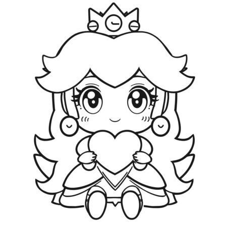 Princesa Peach Kawaii (Desenho para Colorir)