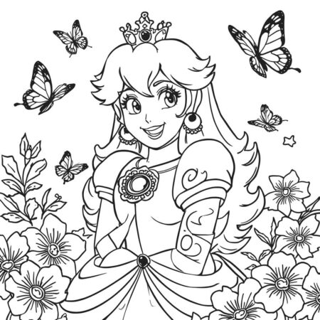 Princesa Peach Sorridente (Desenho para Colorir)