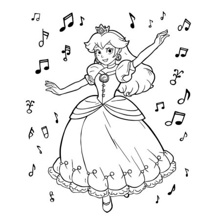 Princesa Peach dancando (Desenho para Colorir)