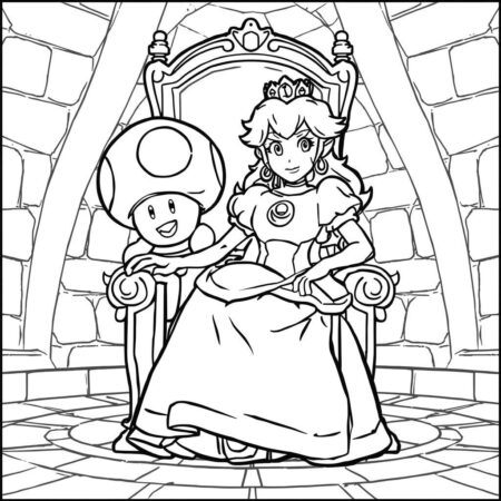 Princesa Peach e Toad (Desenho para Colorir)