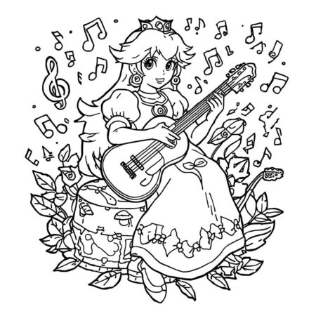 Princesa Peach e a Musica (Desenho para Colorir)