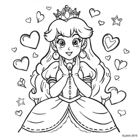 Princesa Peach e o Coracao (Desenho para Colorir)