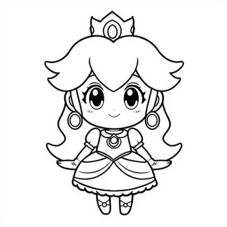 Princesa Peach em Estilo Chibi (Desenho para Colorir)