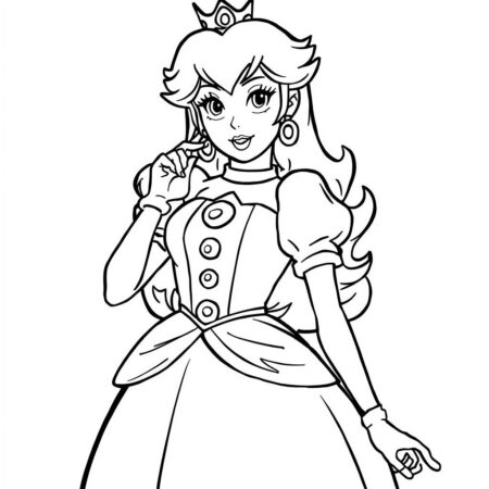 Princesa Peach em Estilo Retro (Desenho para Colorir)
