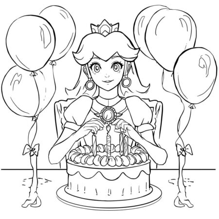 Princesa Peach em Festa (Desenho para Colorir)