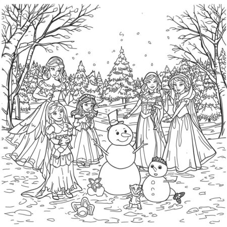 Princesas da Disney Fantasia de Inverno (Desenho para Colorir)