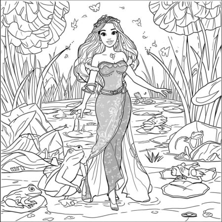 Princesas da Disney Festiva (Desenho para Colorir)