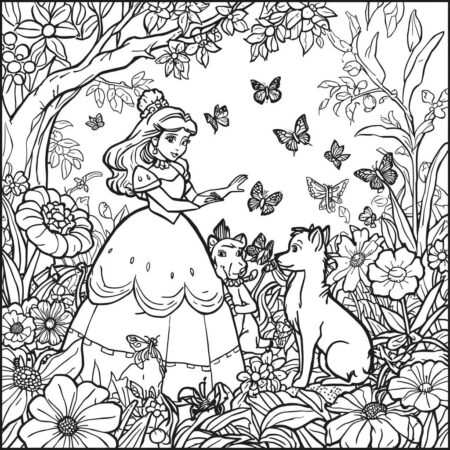 Princesas da Disney Jardim Secreto (Desenho para Colorir)