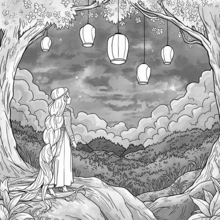 Princesas da Disney Noite Estrelada (Desenho para Colorir)