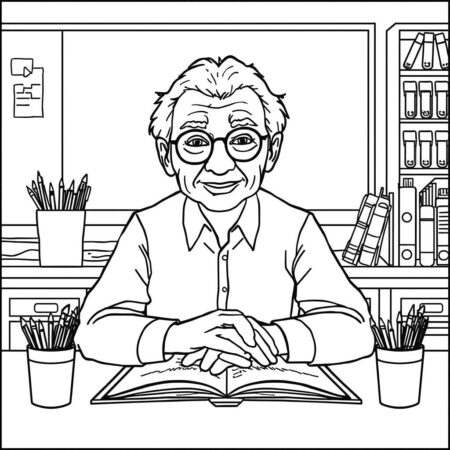 Professor com Livro (Desenho para Colorir)