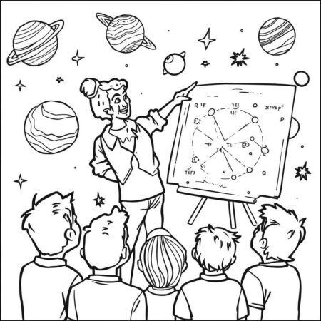 Professor de Astronomia (Desenho para Colorir)