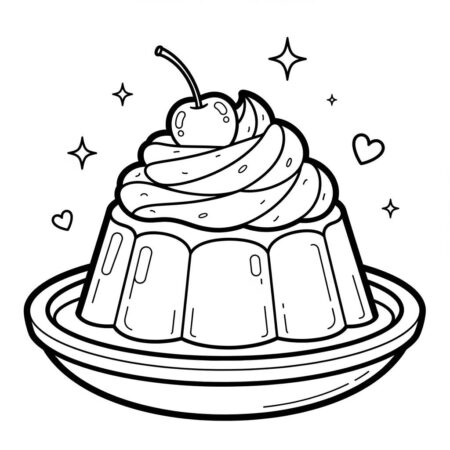 Pudim de Chocolate Bonito (Desenho para Colorir)