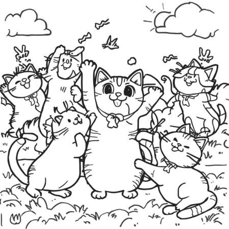 Pusheen e a Amizade (Desenho para Colorir)