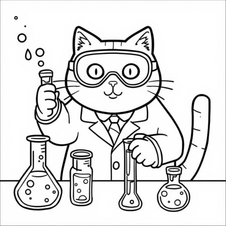 Pusheen e a Ciencia (Desenho para Colorir)