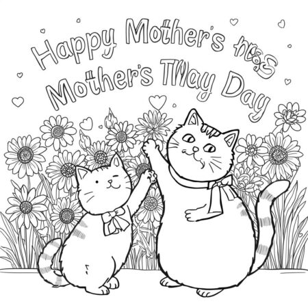 Pusheen e o Dia das Maes (Desenho para Colorir)