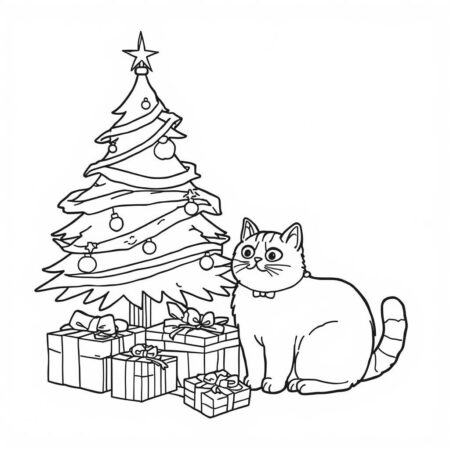 Pusheen e o Natal (Desenho para Colorir)