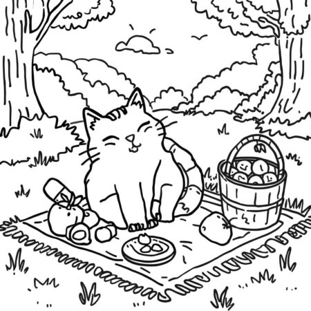 Pusheen e o Verao (Desenho para Colorir)
