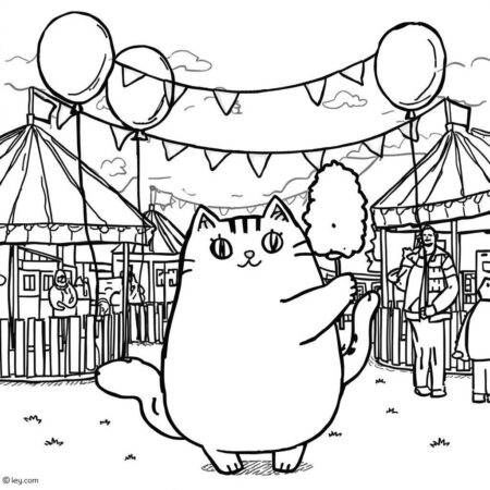 Pusheen em um Festival (Desenho para Colorir)
