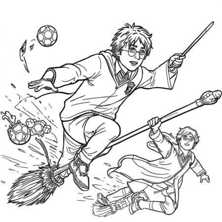 Quadribol em Acao (Desenho para Colorir)