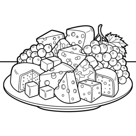 Queijo e Uvas Deliciosas (Desenho para Colorir)