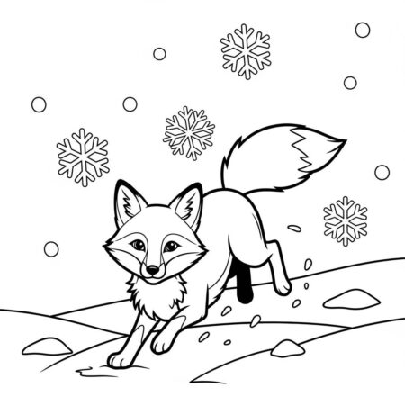 Raposa Aventura no Inverno (Desenho para Colorir)