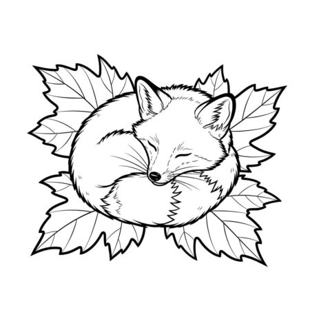 Raposa Fofa Dormindo (Desenho para Colorir)