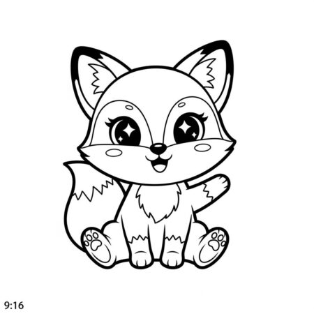 Raposa Kawaii Fofa (Desenho para Colorir)