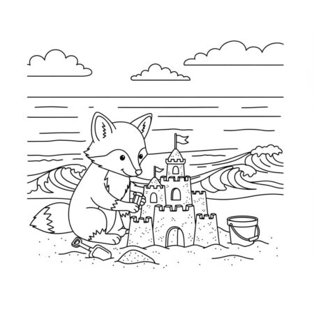 Raposa de Verao na Praia (Desenho para Colorir)