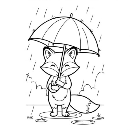 Raposa e a Chuva (Desenho para Colorir)