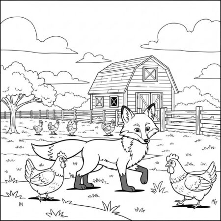 Raposa e a Fazenda (Desenho para Colorir)
