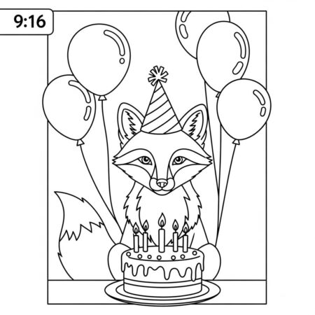 Raposa e a Festa de Aniversario (Desenho para Colorir)