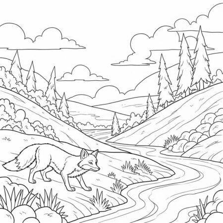 Raposa e a Natureza (Desenho para Colorir)