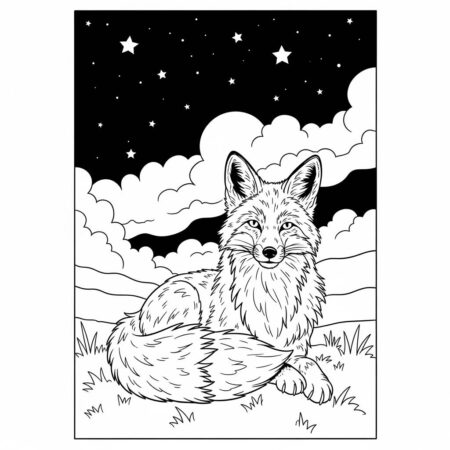 Raposa e as Estrelas (Desenho para Colorir)