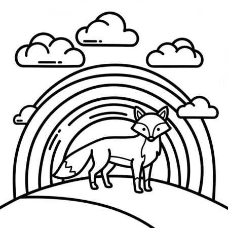 Raposa e o Arco Iris (Desenho para Colorir)