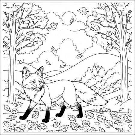 Raposa e o Outono (Desenho para Colorir)