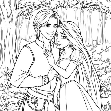 Rapunzel e Flynn (Desenho para Colorir)