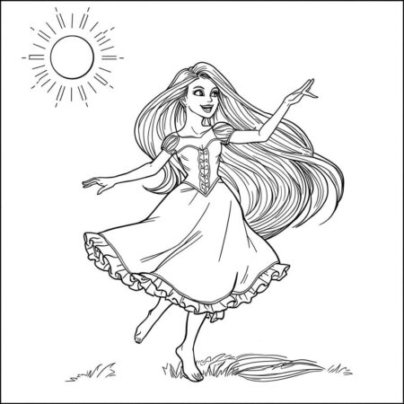 Rapunzel e Sol (Desenho para Colorir)