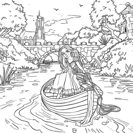 Rapunzel e Viagem (Desenho para Colorir)