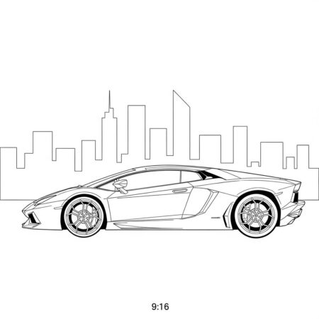 Realistic Lamborghini Side View (Desenho para Colorir)