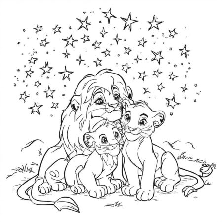 Rei Leao Familia (Desenho para Colorir)