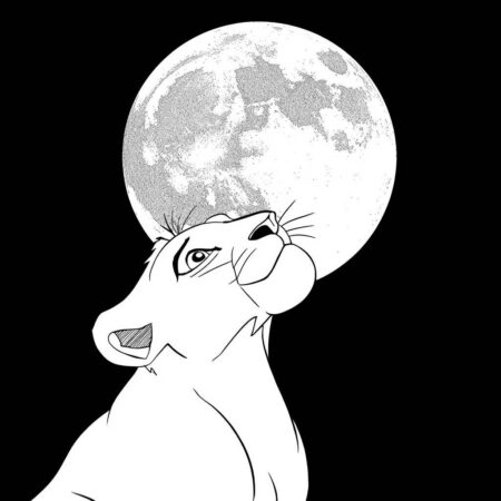 Rei Leao e a Lua (Desenho para Colorir)